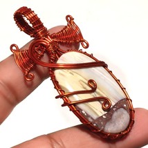 Peanut Wood Jasper Wire Wrapped Handcrafted Copper Jewelry Pendant 2.70&quot; SA 1393 - £3.97 GBP