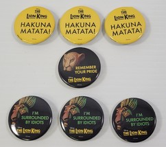 B) Lot of 7 Disney The Lion King Pins Pin-Back Buttons Hakuna Matata Pride - £7.77 GBP