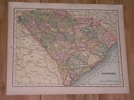 1895 Antique Map Of South Carolina / Verso Georgia - £20.07 GBP