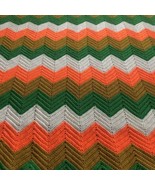 VTG Afghan Crochet Blanket Handmade Throw Quilt Multicolor Zig Zag Chevr... - $75.00