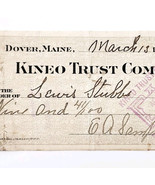 1915 Kineo Trust Company Bank Check E.A. Sampson Dover Maine Signed 7040... - $27.22 CAD