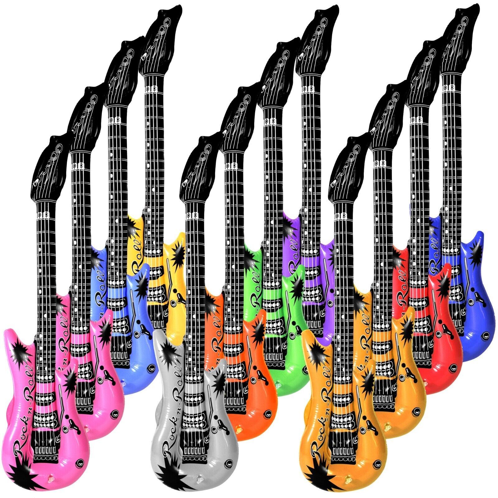 Primary image for Novelty Place 12Pcs Inflatable Guitar for Kids - 35In Blow Up Electric Guitars