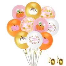 Little Pumpkin Party S, Fall Maple Leaf Pumpkin S With Pink Orange Con - £14.22 GBP