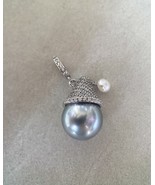 Rare Platinum-Grey 11.5mm Tahitian South Sea Pearl Pendant Santa Hat Christmas - $284.41 CAD