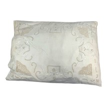 Vintage Cutout Lace Victorian Linen 12&quot;X20&quot; Rectangle Decorative Throw Pillow - £37.35 GBP