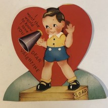 Vintage 1950s Valentines Kid With Megaphone Box2 - £3.87 GBP