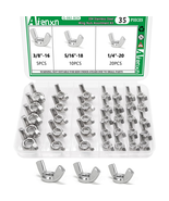 35PCS SAE Wing Nuts Assortment Kit, 304 Stainless Steel, Sizes 1/4&quot;-20 t... - $21.94 CAD