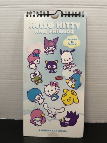 Sanrio HELLO KITTY & FRIENDS 16-MONTH 2024 SPIRAL POSTER CALENDAR 6" x 12" - New - $12.00