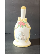 Bisque Porcelain KITTENS BELL With YELLOW RIBBON And ROSES - $9.49