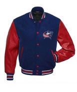 DSHARKS Columbus Navy Blue Wool Body&amp;Genuine Leather Red Varsity Jackets - €128,74 EUR+