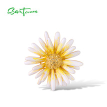 Genuine 925 Sterling Silver Pendant For Women Blooming Yellow Sun Flowers Daisy  - £56.12 GBP