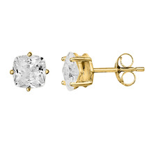 0.25Ct Cushion Cut Moissanite Diamond Solitaire Stud Earrings Yellow Gol... - $112.18