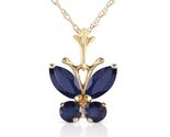 Galaxy Gold GG 14K Solid Yellow Gold Natural Blue Sapphire Butterfly Pen... - $689.03