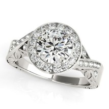 14K white gold art deco 1ct diamond engagement ring/cathedral shank wedding ring - £14,363.27 GBP