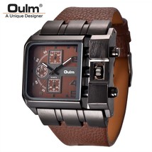 Oulm 3364 Big Size Watches Men Brand Sport Male Watch PU Leather Unique Men&#39;s Wr - £32.73 GBP