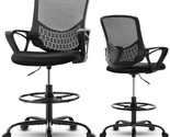 Tall, Standing, Counter Computer, Mid-Back Mesh Office Drafting Chair Wi... - £101.63 GBP