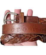 Vintage Abercrombie L XL Brown Leather Belt Braided Studed Spell Out 41.... - £22.91 GBP