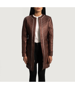 Trudy Lane Quilted Maroon Leather Coat - $450.00