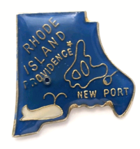 VTG Rhode Island State Map Whale Providence Newport Pin Travel Souvenir Blue... - $11.69