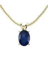 9x7mm Oval Simulated Sapphire 14K Yellow Gold Plated Solitaire Pendant 1... - €51,83 EUR
