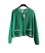 Nicole Miller Sweater Blazer Women 1X Green White Trime Textured Cardiga... - €24,76 EUR
