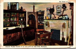 Historic Walker Tavern Pioneer Bar Room Irish Hills Michigan MI Vintage Postcard - £17.76 GBP