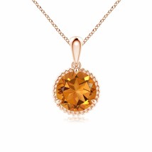 ANGARA Rope-Framed Claw-Set Citrine Pendant in 14K Gold (Grade-AAA, Size-8) - £510.20 GBP