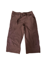 LUCY Womens Pants Taupe Brown Capri Slash Pocket Wide Leg Size XS - £10.64 GBP