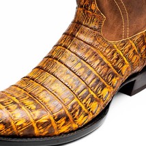 Marco Di Milano Genuine Caiman Belly Skin Cowboy Boot phoenix Mustard Brown image 10