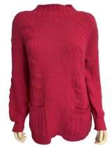 Soft Surroundings Dark Pink Turtleneck Long Sleeve Cotton Blend Sweater Size M - £29.89 GBP