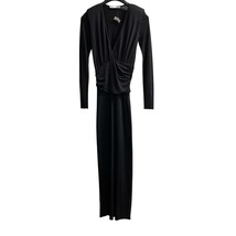 Zara Dress Womens S Black Bodycon Ruched Stretch Maxi Back Slit Party Co... - $644.78 MXN
