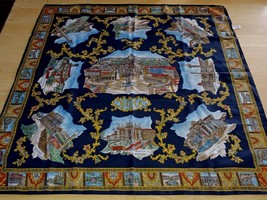 NAVY LADIES 100% POLYESTER SCARF W/ROME ITALY ARCHITECTURE-BARELY WORN-I... - $13.09