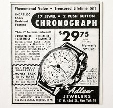 1949 Adlew Jewelers Chronograph Watch Advertisement New York City Jewelr... - $368.38 MXN