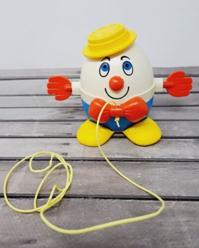 Primary image for Vintage Fisher-Price Humpty Dumpty Pull Along Toy #736 Toddler 1970s Yellow Hat