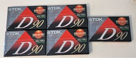 Lot Of 5 TDK D90 High Output Blank Audio Cassette Tapes Brand New Sealed - £9.03 GBP