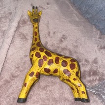 Wooden Giraffe Statue Animal  Signed See Pictures 10 Inch - £15.47 GBP