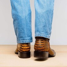 TUCSON Genuine Caiman Belly Skin Cowboy Boot from the Western CollectionMustard image 8