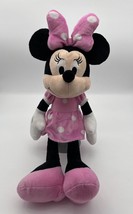 Disney Minnie Mouse Plush Polka Dots 16&quot; Pink Dress Mickey Stuffed Animal - $9.50