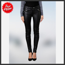 Women&#39;s Leather Pants Genuine Lambskin Leather Party Skinny Legging Trou... - $160.80 CAD