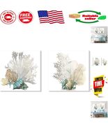 Elegant White Coral Wall Art - Set of 2 Coastal Decor for Home &amp; Bathroom - $107.30 CAD