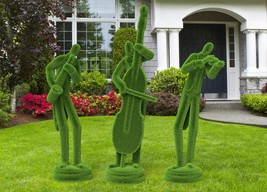 Outdoor Jazz Band Topiary Green Figures Covered in Artificial Grass Sculptures - £2,610.14 GBP