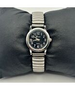 Geneva Silver Tone Black Dial Women’s Watch Working New Battery - $27.10 CAD