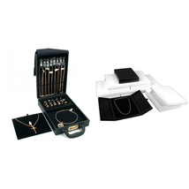 Black Faux Leather Jewelry Travel Case, 6 Large Black Necklace Gift Boxes Kit - $104.47