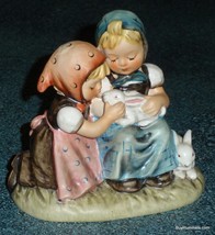 Easter Time Goebel Hummel Figurine #384 TMK5 Two Girls With Rabbits Easter Gift! - £116.65 GBP