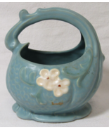 Weller Pottery 9 Since 1872 Apple Blossom Dogwood Blue Basket Flower Vase - $98.99