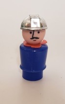 Vintage Fisher Price Little People Miner Blue w Silver Helmet Construction Hat - £7.95 GBP