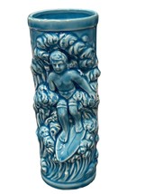 Vintage Blue Ceramic Tiki Mug With Surfer Design By Orchids Of Hawaii Japan - $17.28
