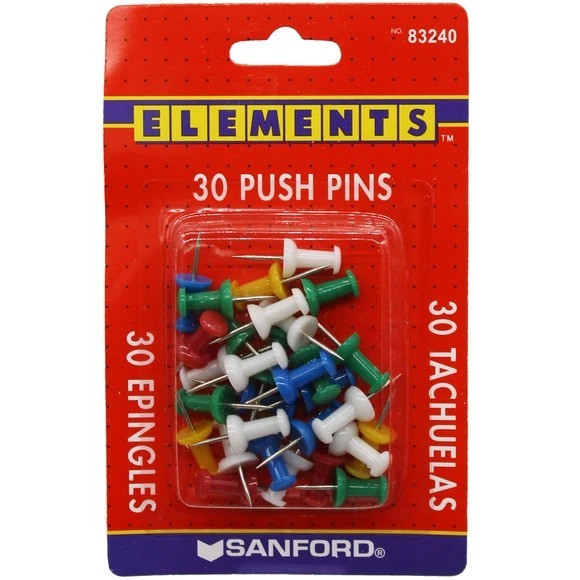 30 Count Colorful Push Pins - $6.49