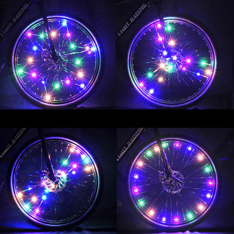 1pc Colorful Rainproof LED Bicycle Wheel Lights Front and Rear Spoke Lights - £9.56 GBP