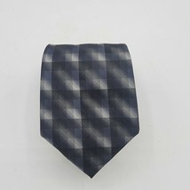 APT. 9 Men’s Neck Tie + Tie Bar ~ Charcoal Gray &amp; Blue Geometric 57 By 3 Inches - £8.05 GBP